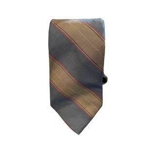 Christian‎ Dior All Silk Men's Vintage Designer Tie Slanted Strips Blue & Brown